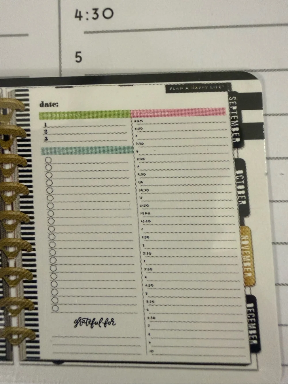 The Happy Planner Daily Pages - 40 Sherts White with Green & Pink Accents